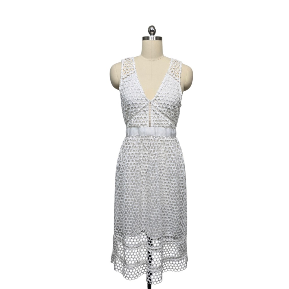 Abercrombie & Fitch White Lace Crochet Midi Dress Womens Size Small Sheer Casual